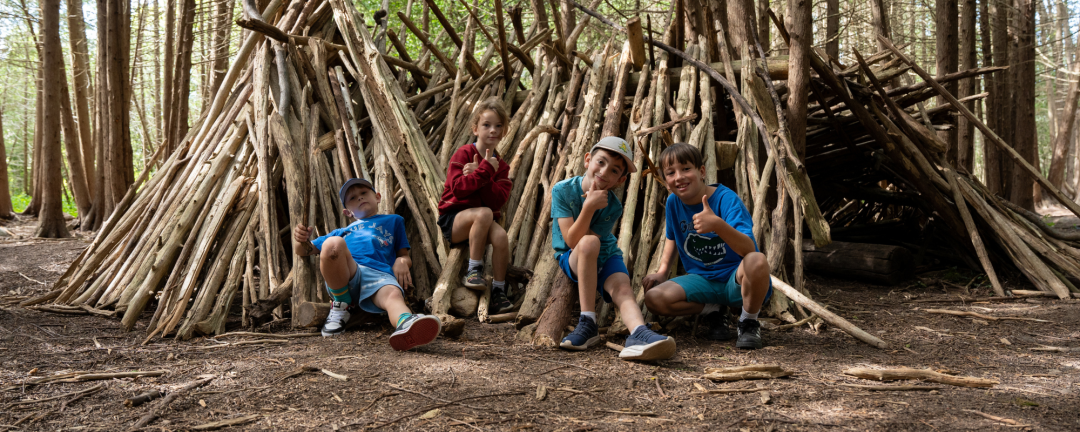 group of boys at outdoor camp